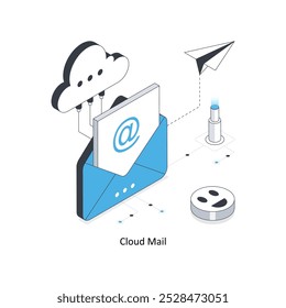 Cloud Mail isometric stock illustration. EPS File stock illustration