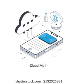 Cloud Mail isometric stock illustration. EPS File stock illustration