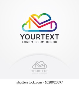 Cloud mail logo. Abstract symbols of cloud with mail for communication logos, letters, computing, inbox, technology. Vector logo template
