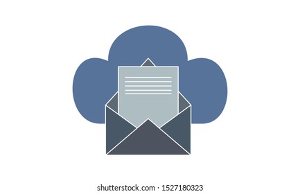  Cloud mail server icon isolated on white background. Cloud server hosting for email. Online message service.