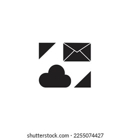 cloud and mail sign symbol, vector illustration on white background.