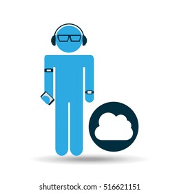 cloud man technology wearable vector illustration eps 10