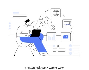 Cloud management abstract concept vector illustration. Cloud computing strategy, distributed system management, data storage service, operation center, public information abstract metaphor.