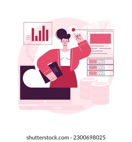 Cloud management abstract concept vector illustration. Cloud computing strategy, distributed system management, data storage service, operation center, public information abstract metaphor.