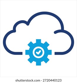 Estilo de icono azul plano de administración de nube