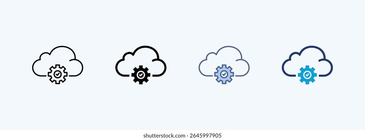 Ilustración vectorial de íconos de varios estilos de administración de la nube