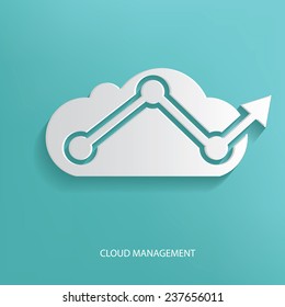 Cloud management symbol on blue background,clean vector