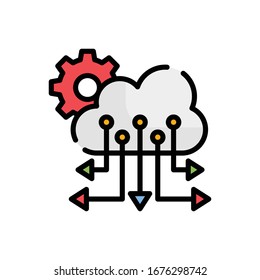 Die Cloud Management Vektorillustration füllte die Umrisssymbol-Stilgrafik.