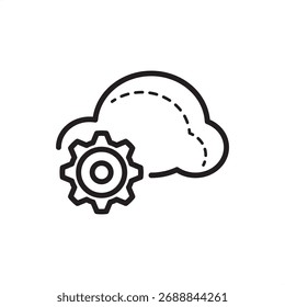 Symbol der Cloud-Fertigungslinie mit Geräten und Cloud-Systemen, die intelligente Fabrik, digitale Produktion, Automatisierung und netzwerkbasierte Industrie für effiziente und vernetzte industrielle Abläufe symbolisieren.