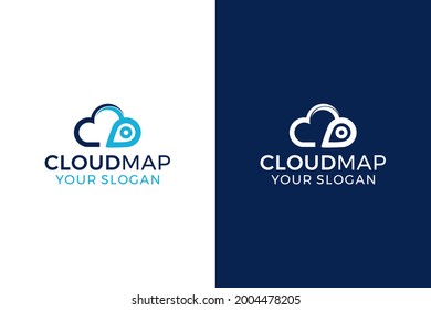 Cloud Map Logo Design Template