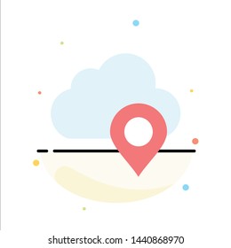 Cloud, Map, Pin, Marker Abstract Flat Color Icon Template