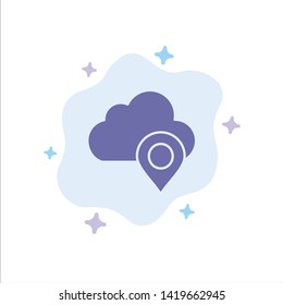Cloud, Map, Pin, Marker Blue Icon on Abstract Cloud Background