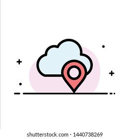 Cloud, Map, Pin, Marker  Business Flat Line Filled Icon Vector Banner Template