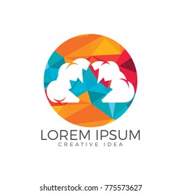 Cloud and Maple leaf Canada logo design.