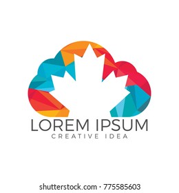 Cloud and Maple leaf Canada logo design.