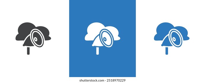 Ilustración de línea delgada de icono de marketing en la nube