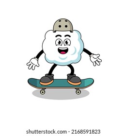 cloud mascot playing a skateboard , character design