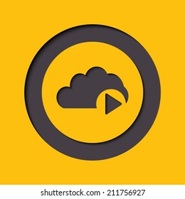 Cloud Media icon in flat style