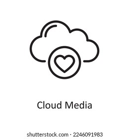 Ilustración de diseño de iconos de contorno de medios en la nube. Símbolo de servicios web de hospedaje y servicios de nube en archivo EPS 10 de fondo blanco