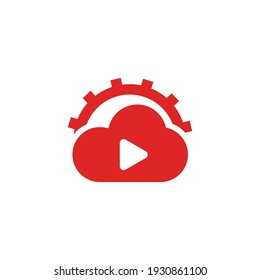 Cloud media tools and service icon vector logo design template.