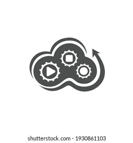 Herramientas de medios en la nube y plantilla de diseño del logotipo del vector de icono de servicio.