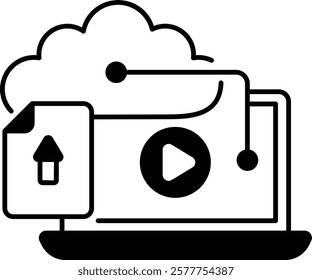 Cloud Media Transmission vector icon design, Web hosting service Symbol, Computing machines Sign, Internet Application Management stock illustration, Uploading to Remote Server concept