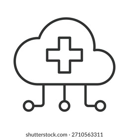 Cloud medical database, icon in line design. cloud medical database, digital healthcare, cloud on white background vector. Cloud medical database editable stroke icon