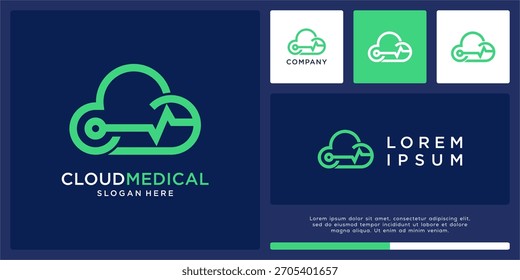 Plantilla de diseño de logotipo médico en la nube