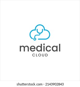 cloud medical logo.stethoscope doctor care vector