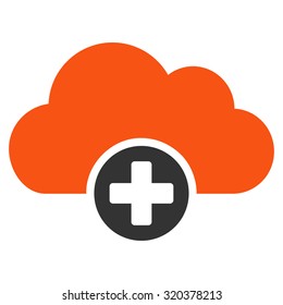 Cloud Medicine vector icon. Style is bicolor flat symbol, orange and gray colors, rounded angles, white background.