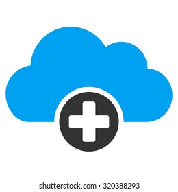 Cloud Medicine vector icon. Style is bicolor flat symbol, blue and gray colors, rounded angles, white background.