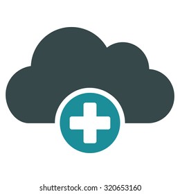 Cloud Medicine vector icon. Style is bicolor flat symbol, soft blue colors, rounded angles, white background.