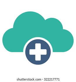 Cloud Medicine vector icon. Style is bicolor flat symbol, cobalt and cyan colors, rounded angles, white background.