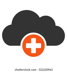 Cloud Medicine vector icon. Style is bicolor flat symbol, orange and gray colors, rounded angles, white background.