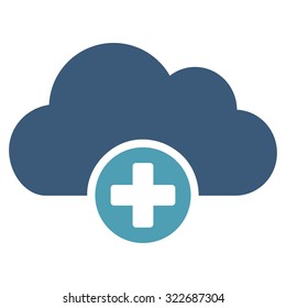 Cloud Medicine vector icon. Style is bicolor flat symbol, cyan and blue colors, rounded angles, white background.
