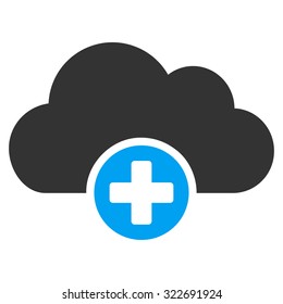 Cloud Medicine vector icon. Style is bicolor flat symbol, blue and gray colors, rounded angles, white background.
