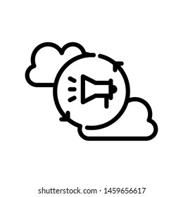 Cloud with Megaphone and arrow isolated on white background ,Thin line icon ,Vector Illustration for symbol web or app stock