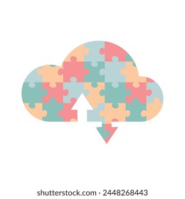 cloud. memory. a puzzle. in the style of a puzzle. on a white background.