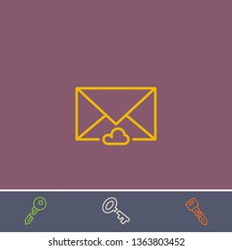 cloud message vector line icon.Basic element illustration.cloud message vector outline symbol design.Bonus broken key graphic concept