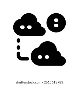 cloud migration glyph icon. Strong and solid vector icon for websites, mobile interfaces, presentations, and visual branding. High quality and easy to edit.