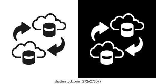 Cloud-Migration Symbol im gemischten Schwarz-Weiß-Stil