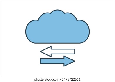 Cloud migration icon. icon related to cloud computing. suitable for web site, app, user interfaces, printable etc. flat line icon style. simple vector design editable