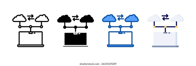 Cloud migration icon set bundle. Multi style icon collection perfect for websites, apps, and presentations. Simple vector icon collection