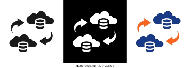 Cloud Migration Symbol Set Glyphe Vektorgrafik
