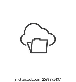Cloud Migration line icon. linear style sign for mobile concept and web design. Cloud with file folder outline vector icon. Symbol, logo illustration. Vector graphics