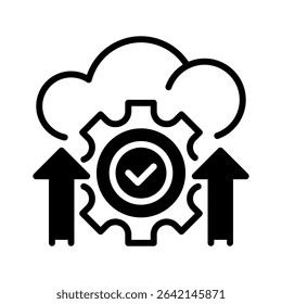 Cloud Migration Line Icon, Outline Symbol for Data Transfer, Digital Transformation, Server Relocation, and Moving Systems to Cloud Infrastructure. Vector Sign Icon.