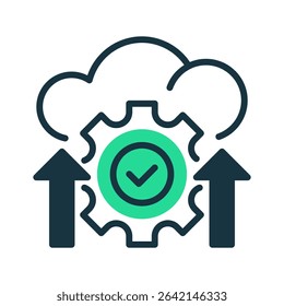 Cloud Migration Line Icon, Outline Symbol for Data Transfer, Digital Transformation, Server Relocation, and Moving Systems to Cloud Infrastructure. Vector Sign Icon.