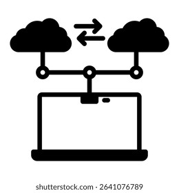 Cloud migration mixed glyph icon. Simple vector icon design in glyph style. Editable vector format