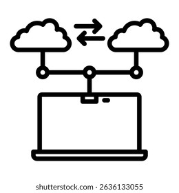 Cloud migration outline icon. Simple vector icon design in outline style. Editable vector format