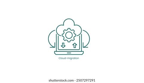 Icono de Vector de Tecnología de proceso de migración a la nube